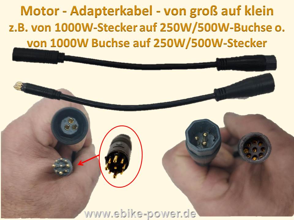 E-Bike Motorkabel Elektrofahrrad Buchse-Stecker Verlängerung Schwarz 9-poligl 