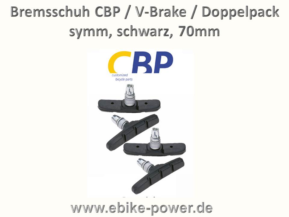 Bild 1 von Bremsbeläge / Bremsschuhe / Bremsbacken für V-Bracke  / (Variante) Doppelpack - Bremsschuh CBP / V-Brake / symm, schwarz, 70mm