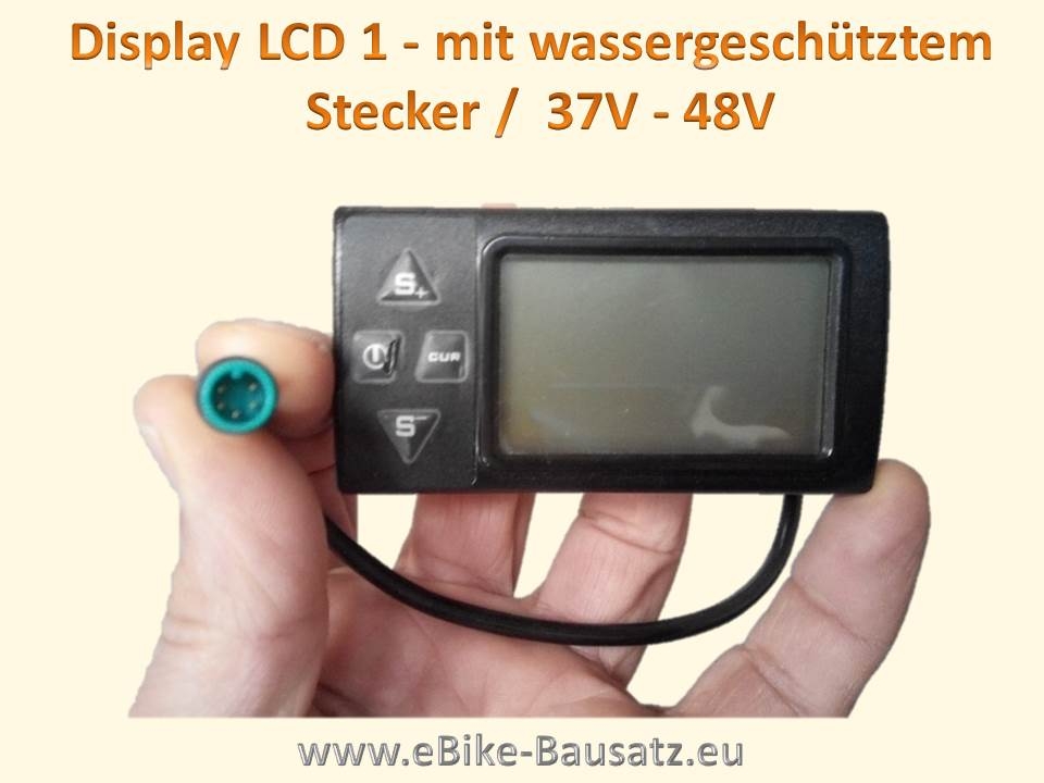 Bild 1 von Display LCD 1 - mit wassergeschütztem Stecker (passend für 250 W Bausätze) 37V-48V