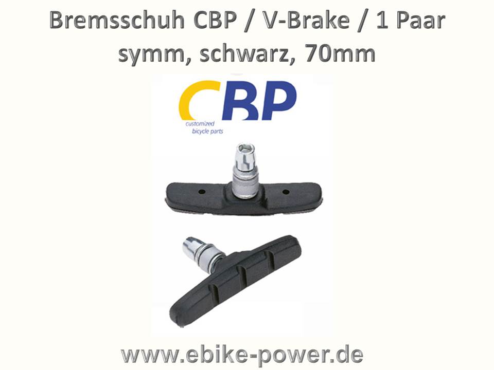 Bild 1 von Bremsbeläge / Bremsschuhe / Bremsbacken für V-Bracke  / (Variante) 1 Paar - Bremsschuh CBP / V-Brake / symm, schwarz, 70mm