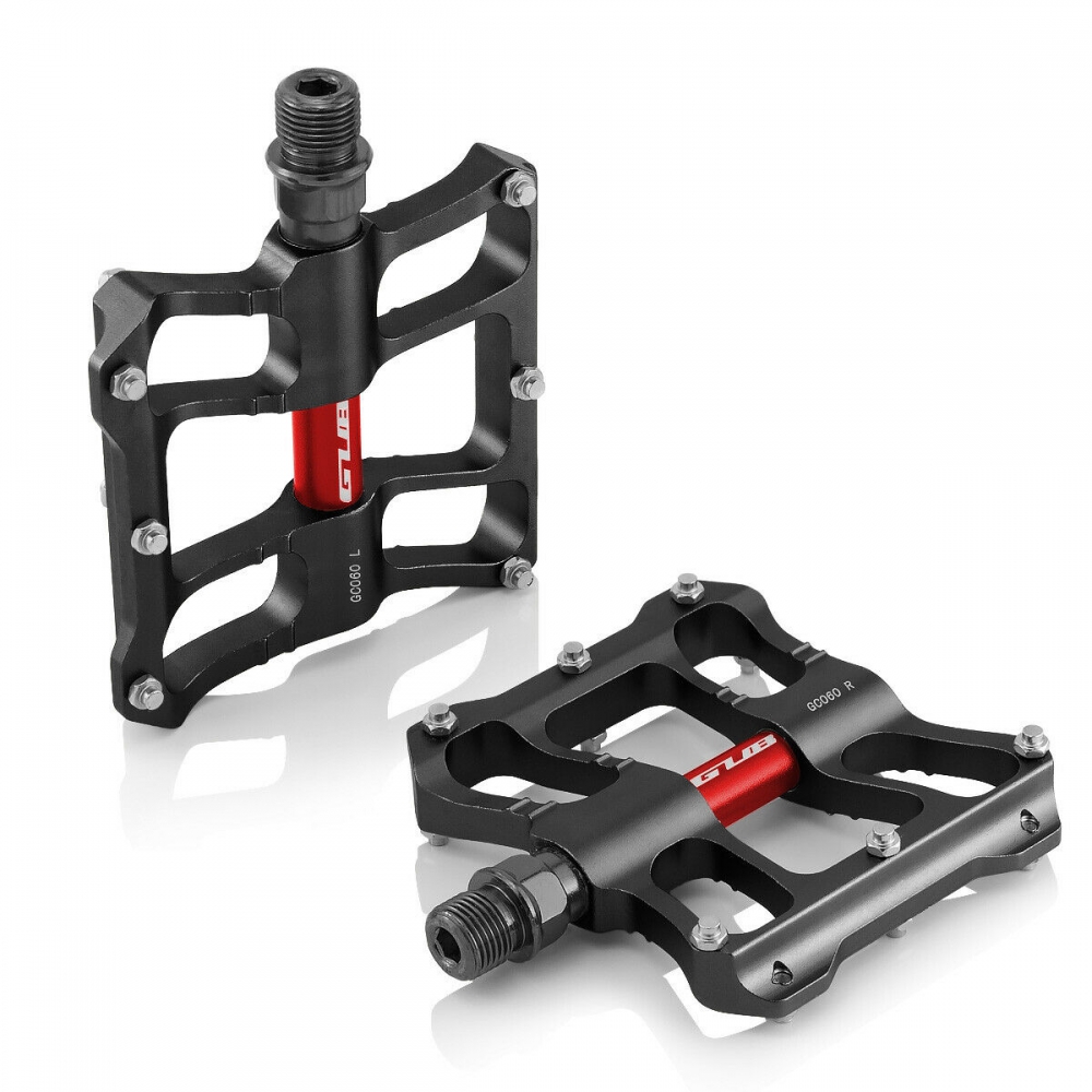 Bild 1 von MTB Pedalen Aluminium GUB Alu Plattform Trekking Bike BMX Industrielager  4 Pro schwarz/rot (Paar)