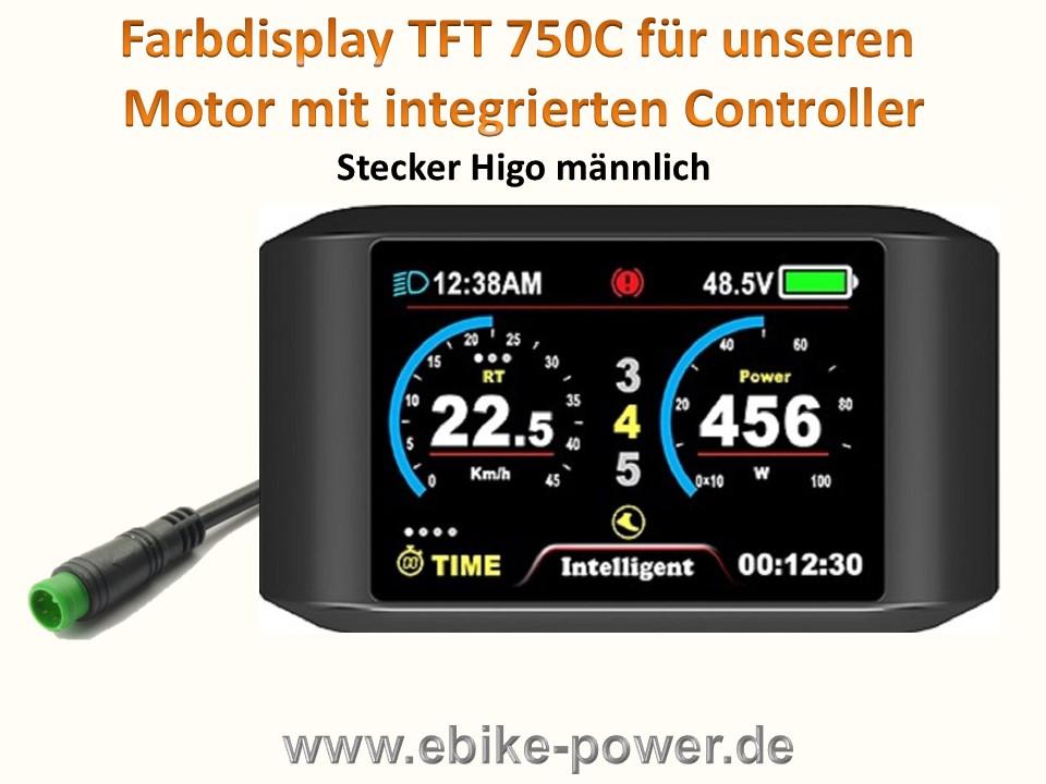 Bild 1 von Display  TFT750C Farbdisplay mit  Higo Stecker (TFT 750C) für Motor mit integrierten Controller