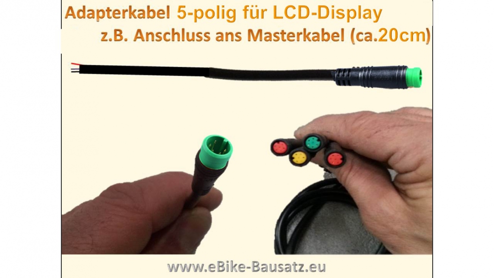 Bild 1 von Adapterkabel Higo  5-polig, grün Stecker (z.B. für Display) Mini B  Bosch (ca.15cm)