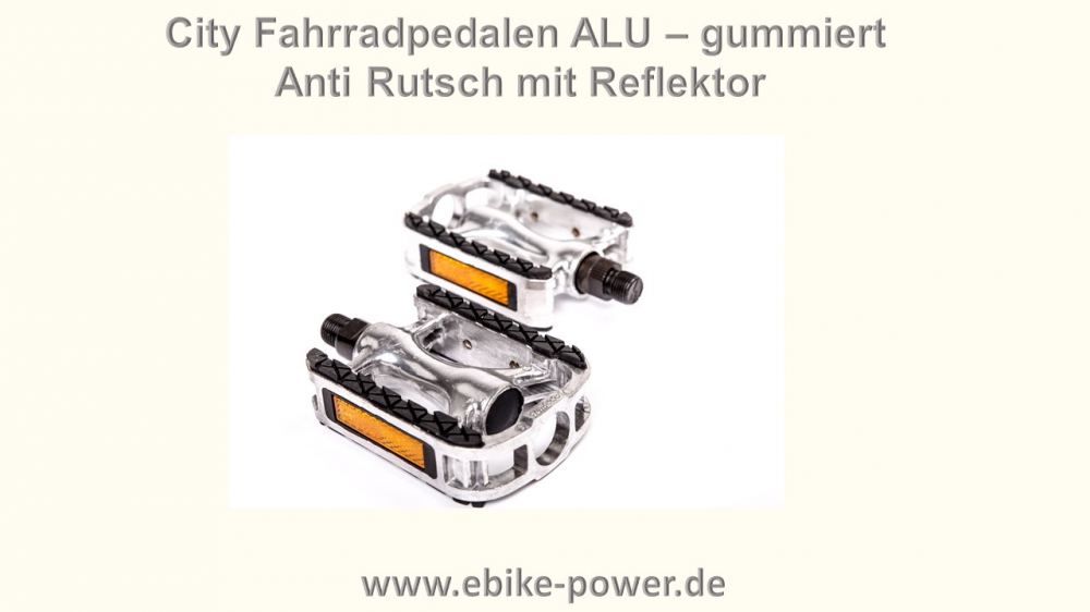 Bild 1 von City Fahrrad Pedalen ALU – gummiert - Anti Rutsch mit Reflektor (1 Paar)