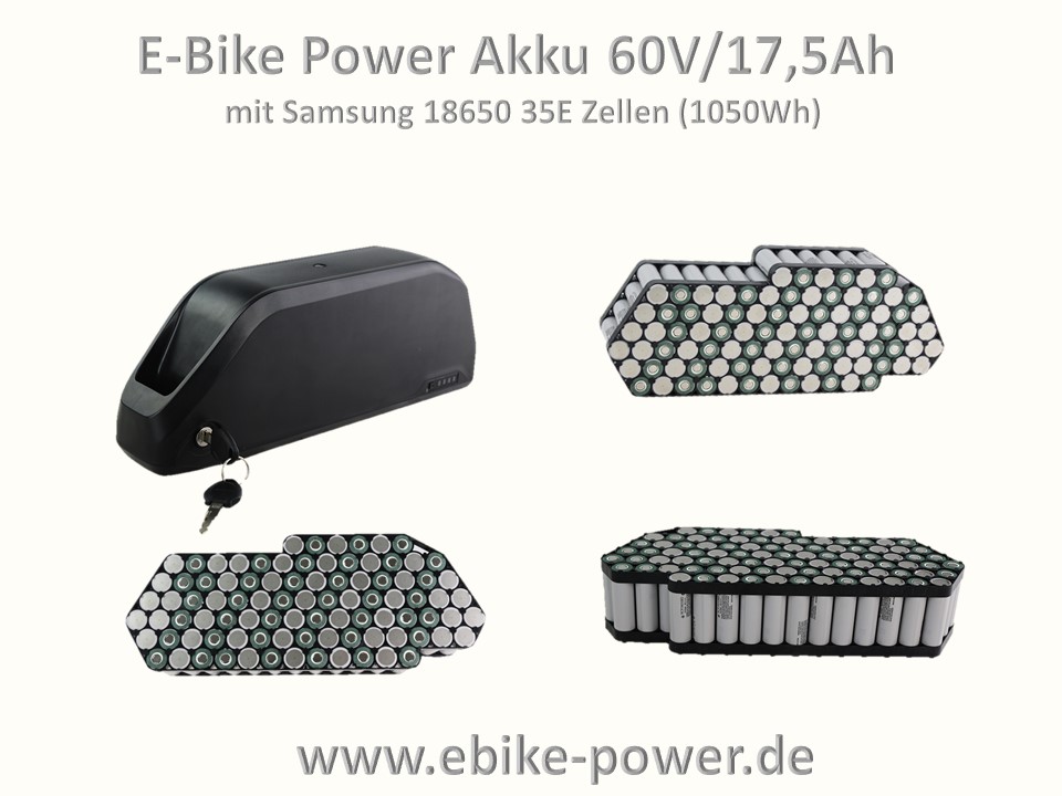 Power E-Bike Akku 60V/17,5Ah 1050Wh mit Samsungzellen 18650 35E - ebike -power