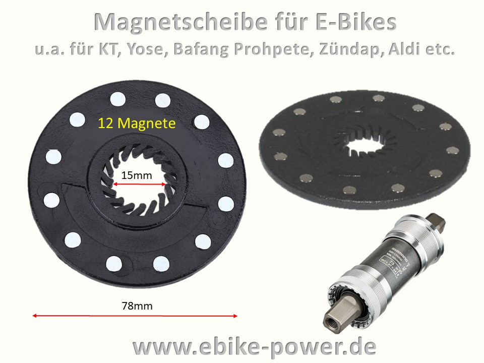 Bild 1 von Magnetscheibe für Pedelec PAS Sensor (Universal / Hollowtech)  / (Variante) universal mit 12 Magnete / Durchmesser 78 mm / z.. Prophete / Zündap