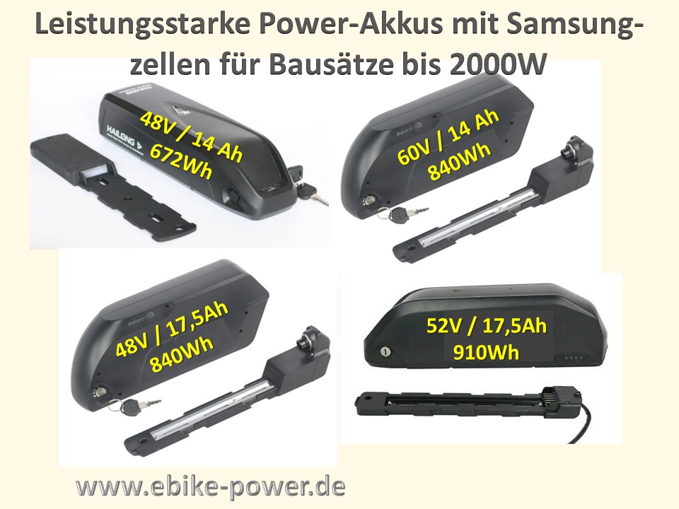 Bild 1 von HighPower Komplett E-Bike Umbausatz AYW Rikscha 250W-2800W Steckkassette, LCD8H + Akku + LG