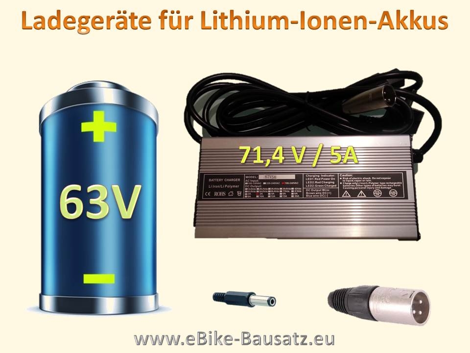 Bild 1 von Ladegerät für Fahrradakku / E-Bike-Akku / Pedelec Lithium Ionen Akku 63V / 5A Alugehäuse-Lüfter