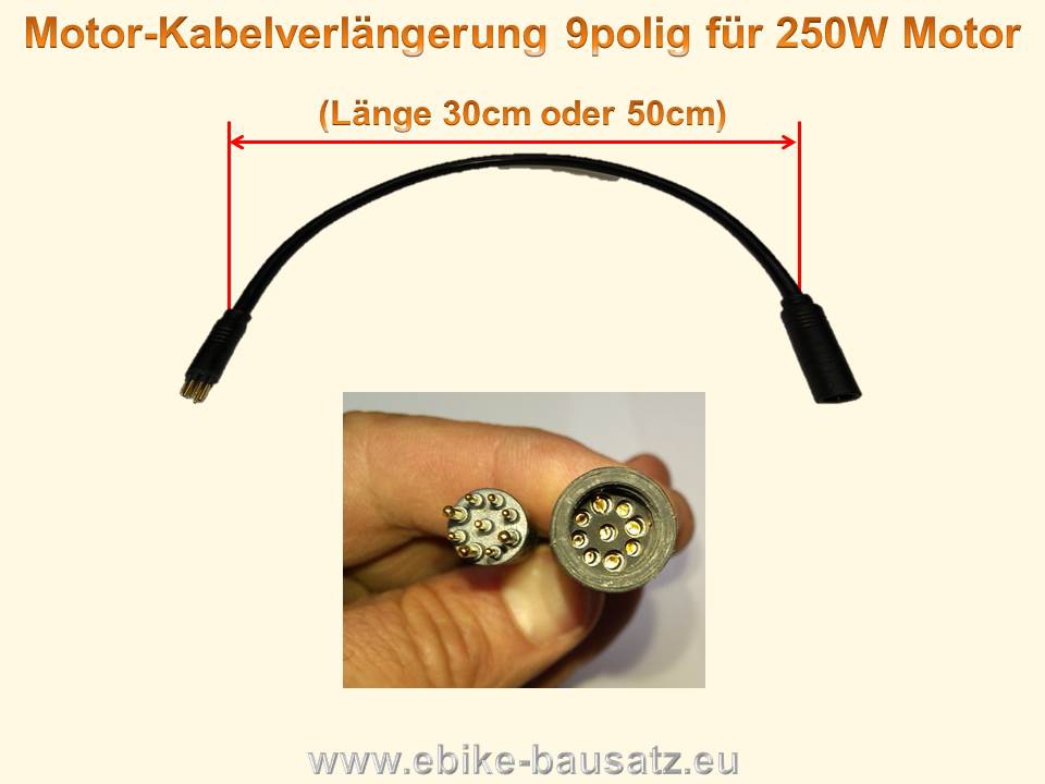 Bild 1 von Verlängerungskabel Motorkabel mit wasserdichtem Stecker / Kabelverlängerung 9polig für 250W-500W