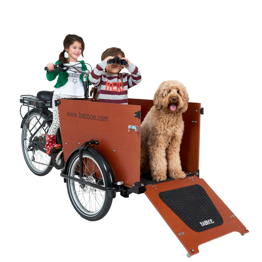 Bild 1 von Lastenrad Babboe Dog-E Elektrisch - Bakfiets braun - Lastenrad für Hunde