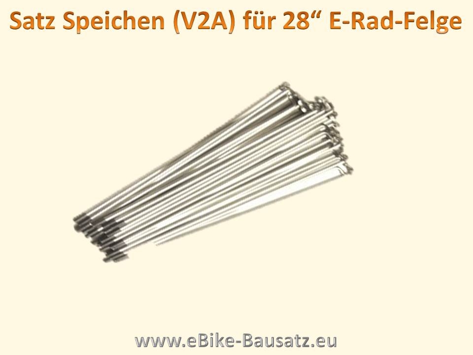 Bild 1 von Speichen DT Swiss / Sapim / Strong   / Nippel  für E-Bike Nabenmotoren  / (Variante) 1 Satz Speichen 195 mm (36 St.) ohne Speichennippel