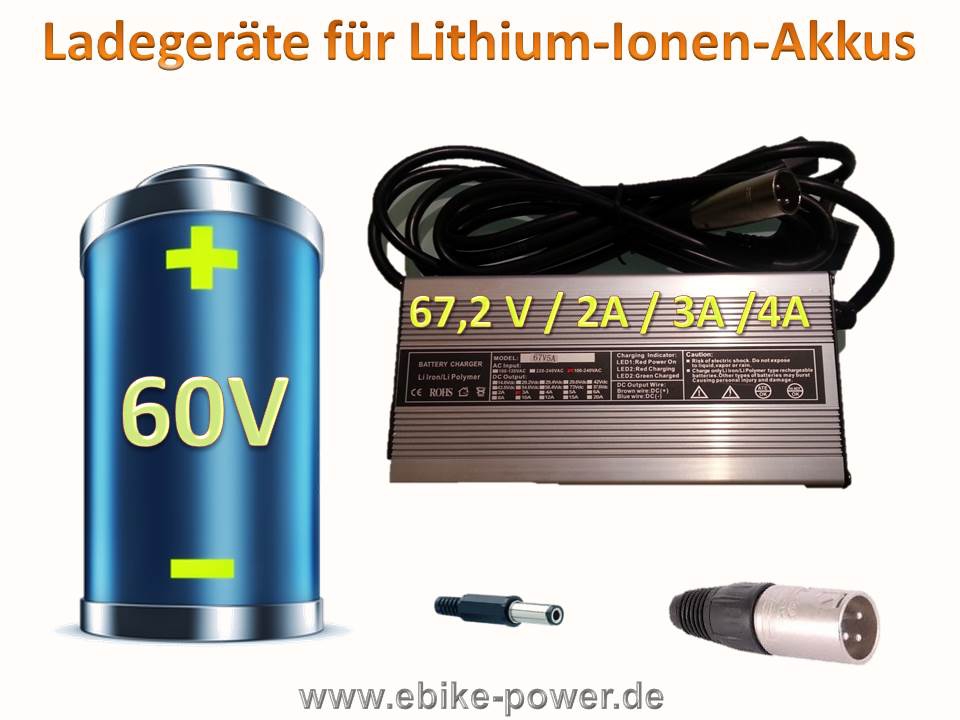 Bild 1 von Ladegerät für Fahrradakku / E-Bike-Akku / Pedelec Lithium Ionen Akku 60V