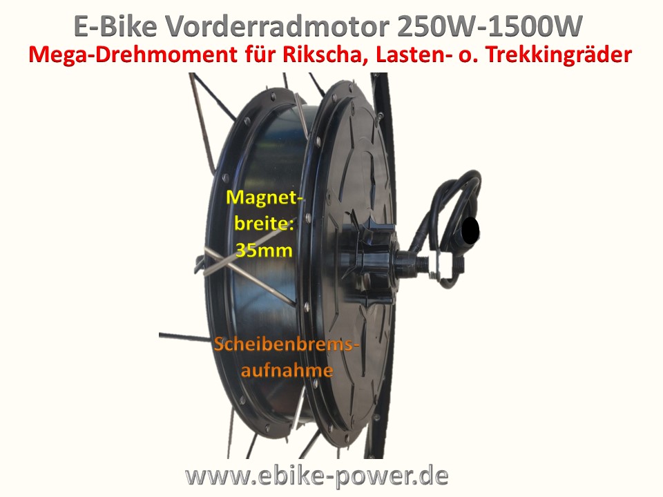 Bild 1 von E-Bike Vorderrad- Motor AYW  für 48V/60V/72V (250W -2500W) mit Scheibenbremsaufnahme