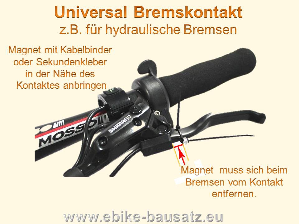 Universal Bremskontakte / Bremssensoren zum Aufkleben inkl. Magnet mit Higo  Stecker (u.a. für Magura / (Variante) 1 Paar für Bafang (mit gelben