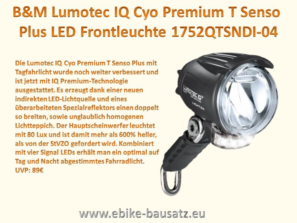 Bild 1 von B&M LED Front Scheinwerfer Lumotec IQ Cyo PREMIUM T senso plus 80 Lux (Busch und Müller)