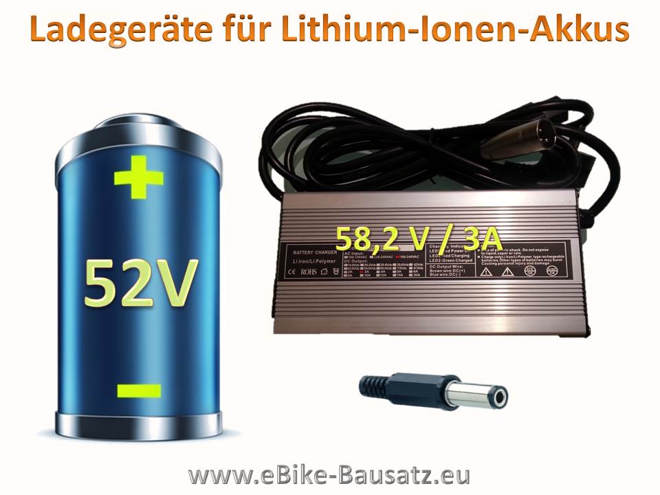 Bild 1 von Ladegerät für Fahrradakku / E-Bike-Akku / Pedelec Lithium Ionen Akku 52V  / (Variante) 2A Rundstecker 5,5mm