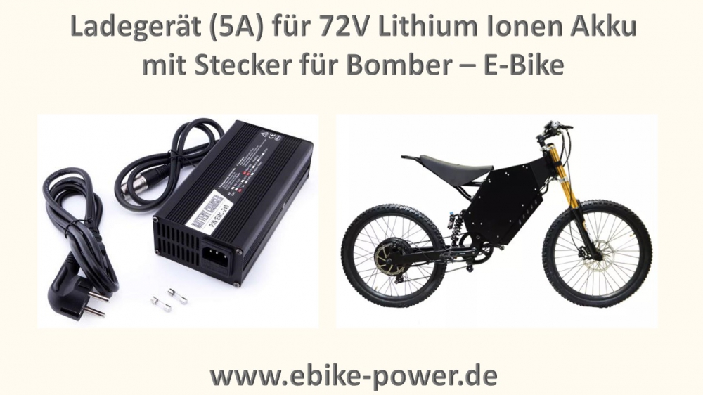 Bild 1 von Ladegerät für Bomber -E-Bike / E-Bike-Akku  für  Lithium Ionen Akku 72V / 5A