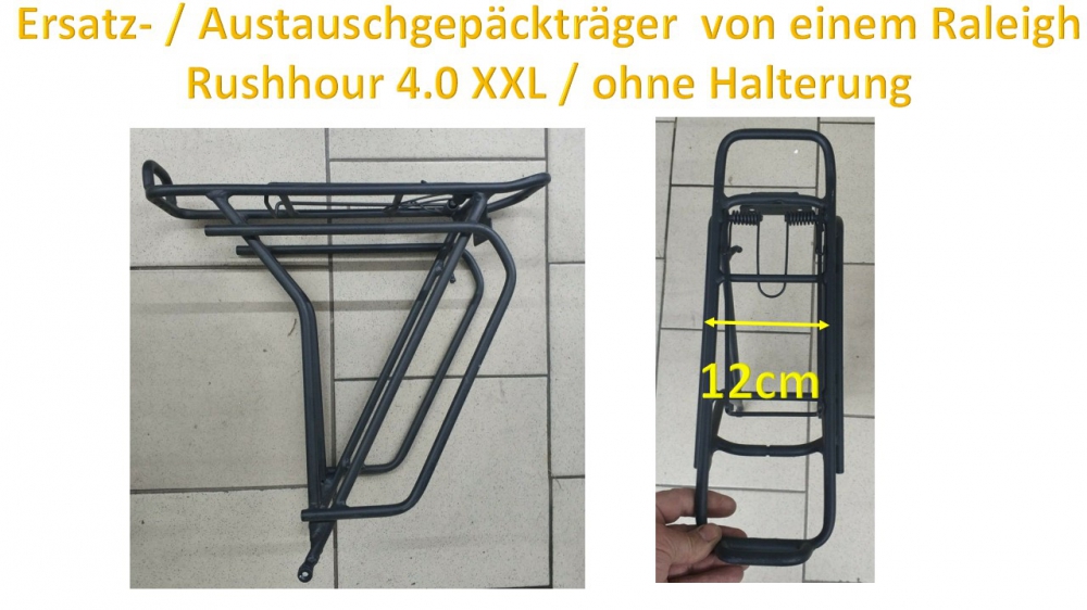 Bild 1 von Austausch- / Ersatz  Gepäckträger - ist von einem Trekkingrad Raleigh Rushhour 4.0 demontiert  / (Variante) Breite 10cm inkl. Schutzbleche v/h  (Lagerspuren möglich)