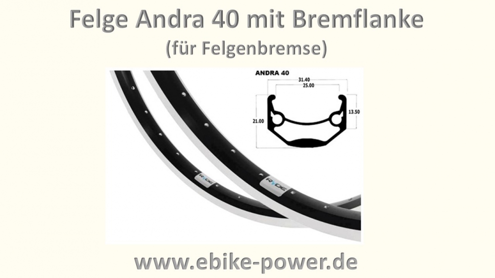 Bild 1 von Alu Holkammer Felge RYDE ANDRA 40 Disc 25-559 Felgenring -  mit Bremsflanke