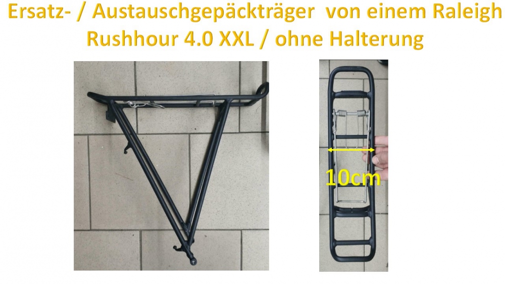 Bild 1 von Austausch- / Ersatz  Gepäckträger - ist von einem Trekkingrad Raleigh Rushhour 4.0 demontiert  / (Variante) Breite 10cm (Lagerspuren möglich)