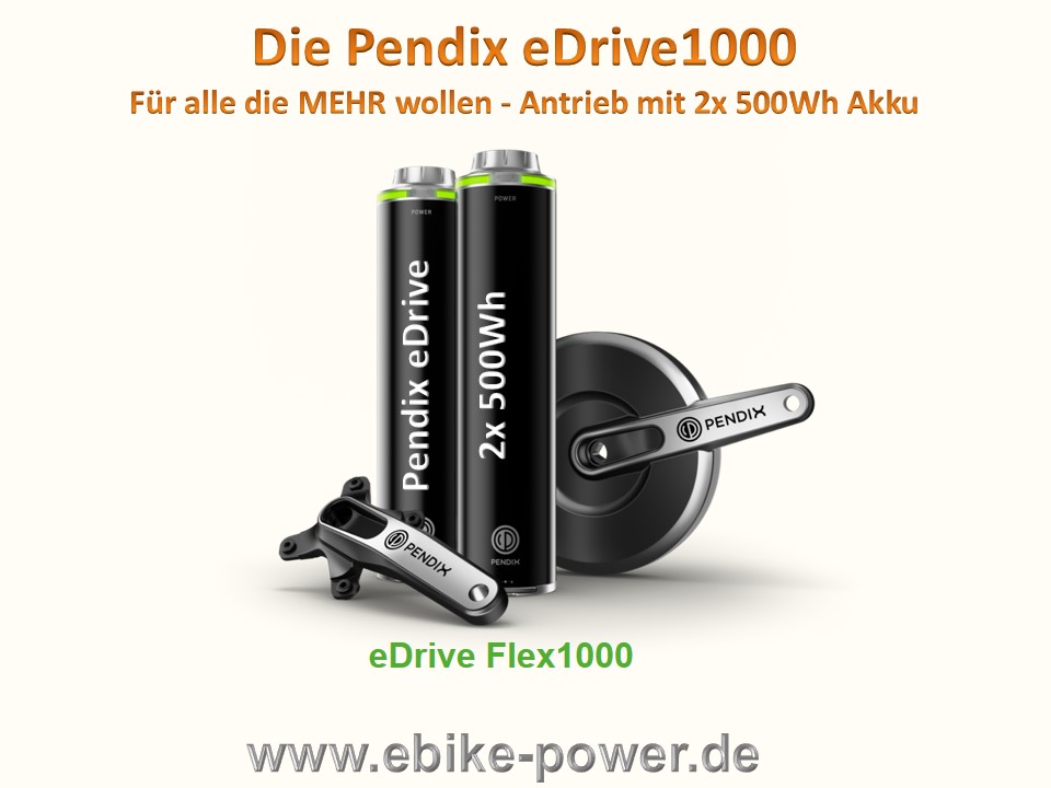 Bild 1 von Pendix eDrive Flex1000 Wh  mit getrieblosem Mittelmotor ( eDrive Flex mit 2x 500Wh Akku )