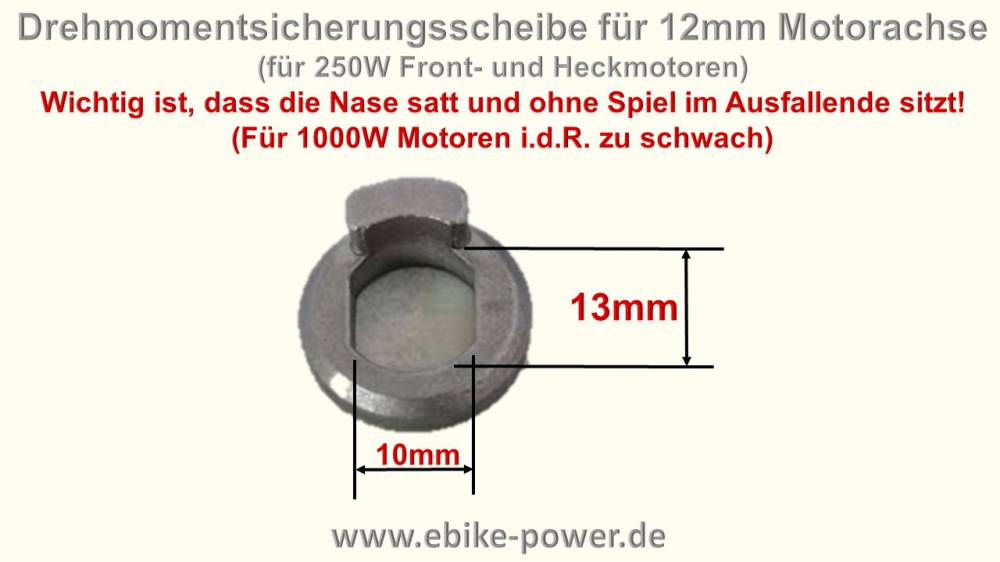 Bild 1 von Drehmomentsicherung Scheiben mit Nase (1x Paar) für 12mm Motorachse E-Bike (Bafang, 9Continent etc.)