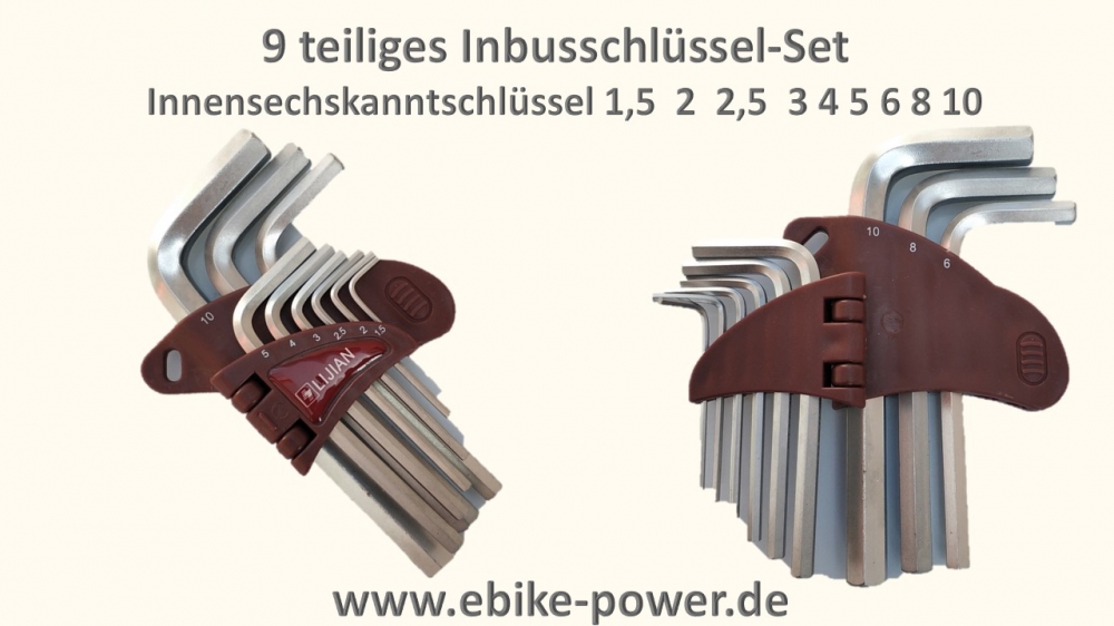 Bild 1 von 9 teiliges Inbusschlüssel-Set / Innensechskanntschlüssel 1,5  2  2,5  3 4 5 6 8 10 Fahrrad Werkzeug