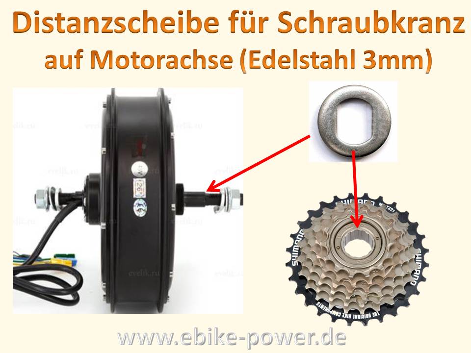 Bild 1 von Distanzscheibe U-Scheibe für  Motorachse an Zahnkranzseite (3mm Edelstahl) Spezialscheibe  / (Variante) 1 Stück - (innen 10,5x12mm für 12er Motorachse)