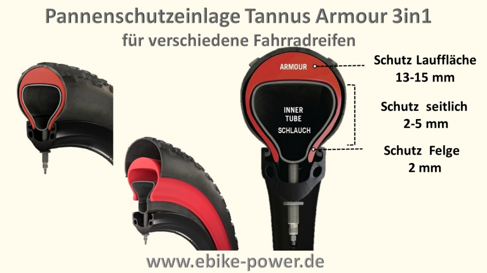 annus armour 3in1 pannenschutz einlage für fahrrad reifen 26zoll