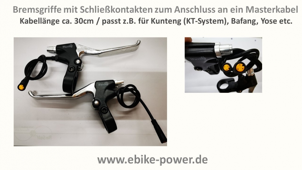 Bild 1 von Bremsgriffe für Bowdenzugbremse mit Schließkontakten  Higo gelb dreipolig Buchse  / (Variante) Bremsgriff rechts