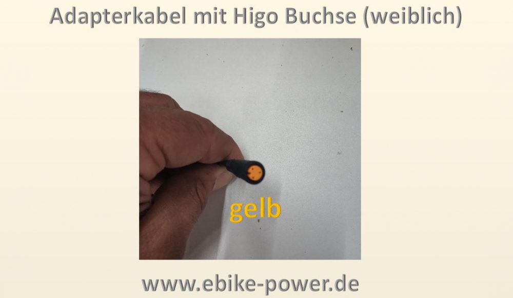 Bild 1 von Adapterkabel Higo  3-polig, gelber Stecker / Buchse (z.B. für Gasgriff/PAS) Mini B  Bosch  / (Variante) Kabel mit gelber Buchse (weiblich) ca. 25cm