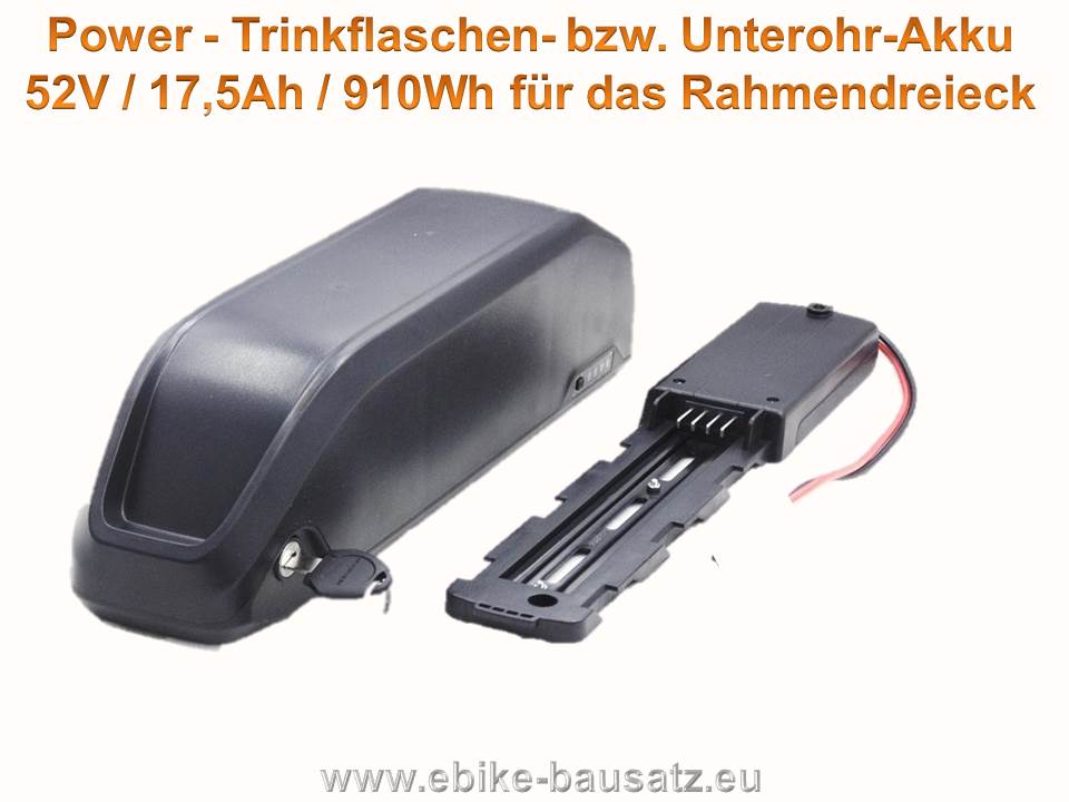 Bild 1 von Hailong - Trinkflaschenakku 52V 17,5Ah / 910Wh E-Bike / Pedelec - Li-Ionen Akku Samsung 18650 35E  / (Ladeoption) inkl. Ladegerät 2A