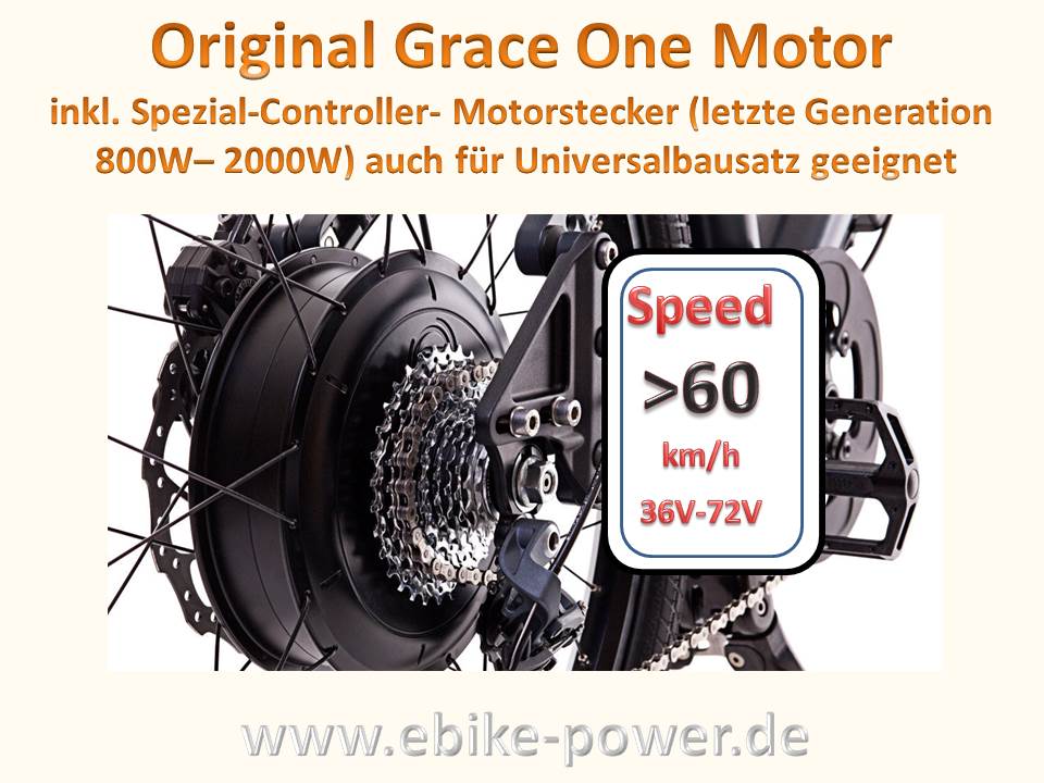 Bild 1 von Original Grace One Motor, 800W-2000W, Schraubkranzaufnahme, auch m. KT Controller kompatibel  / (Variante) Variante / (Option) mit Felge Andra40 26