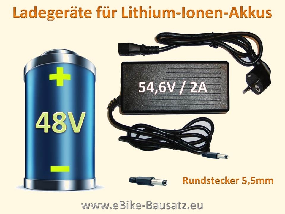 Bild 1 von Ladegerät für Fahrradakku / E-Bike-Akku / Pedelec Lithium Ionen Akku 48V  / (Variante) 2A Rundstecker 5,5mm