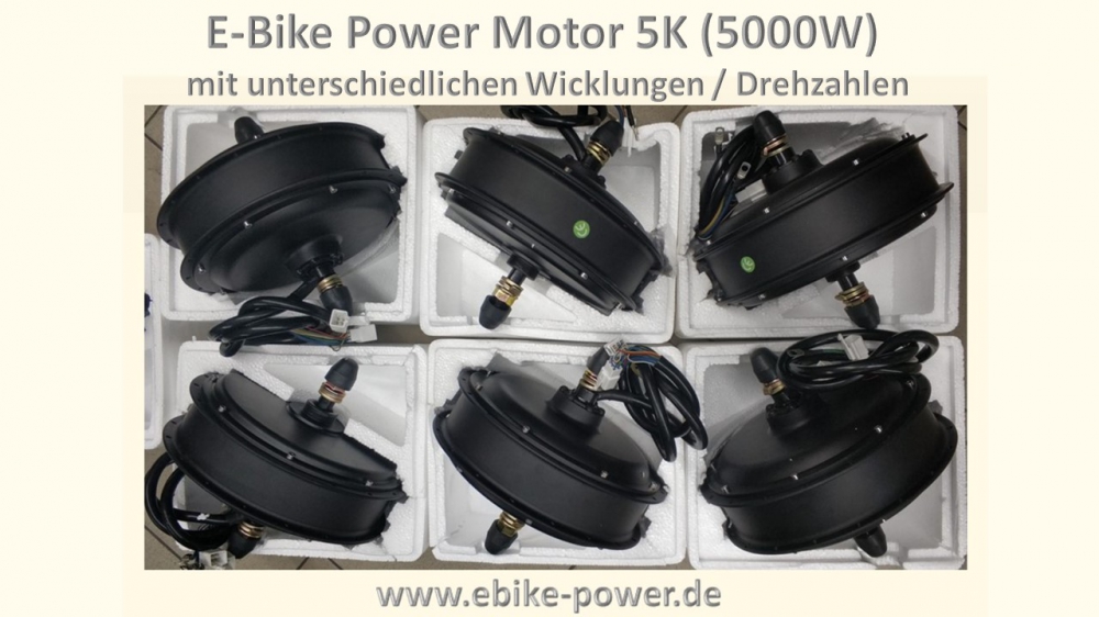 Bild 1 von E-Bike 5K Motor  5000W mit Schraubkranz- u. Scheibenbremsaufnahme / Einbaubreite 150mm  / (Motorwicklung) 3Tx21 500 U/min bei 48V