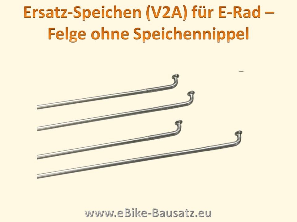 Bild 1 von Speichen DT Swiss / Sapim / Strong   / Nippel  für E-Bike Nabenmotoren  / (Variante) 1 Satz (36St.) E-Strong silber + Nippel 165mm (26