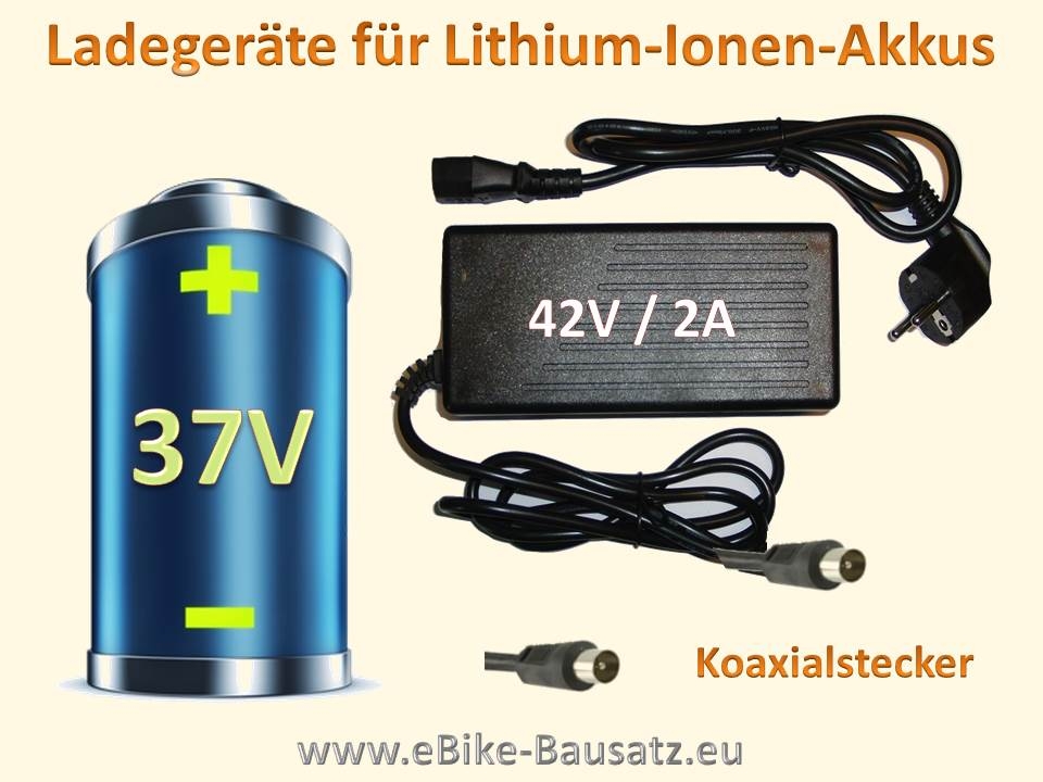 Bild 1 von Ladegerät für Fahrradakku / E-Bike-Akku / Pedelec Lithium Ionen Akku 36V  / (Steckervariante) 2A / Koaxialstecker