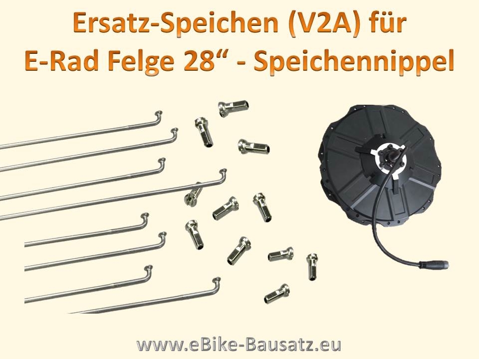 Bild 1 von Speichen DT Swiss / Sapim / Strong   / Nippel  für E-Bike Nabenmotoren  / (Variante) 1 Satz (36St.) 165mm Speichen inkl. Speichennippel für 26 Zoll