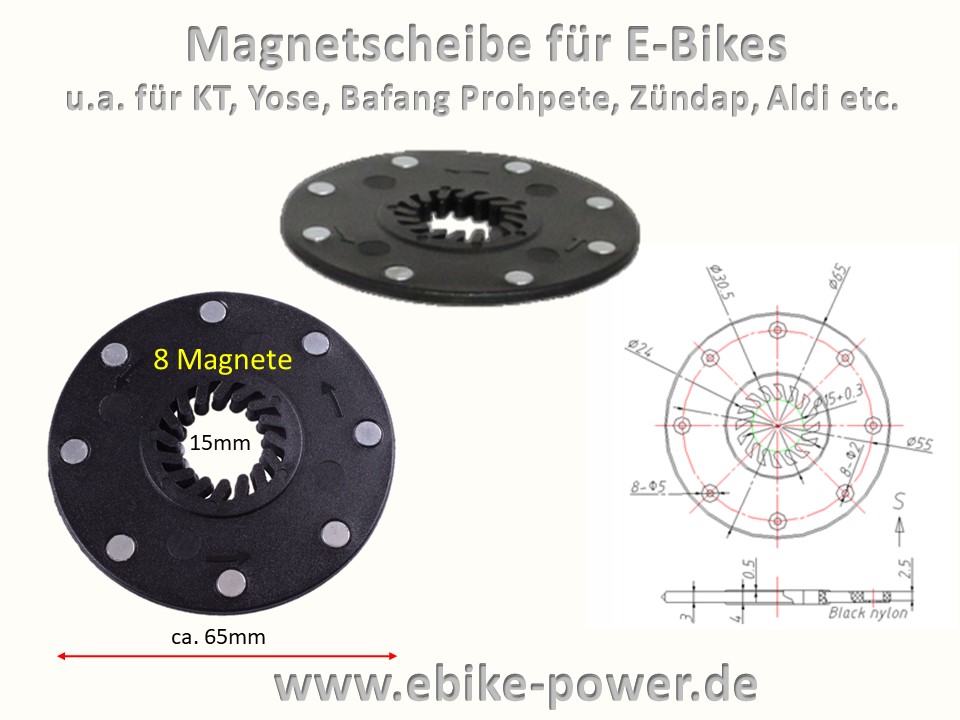Bild 1 von Magnetscheibe für Pedelec PAS Sensor (Universal / Hollowtech)  / (Variante) universal mit 8 Magneten (64mm) für 4-Kant-Tretlager)