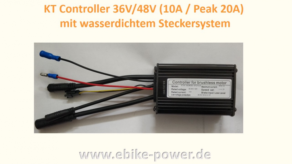 Bild 1 von KT Sinus Controller 36V/48V   (10A / Peak 20A) mit wassergeschütztem Steckersystem