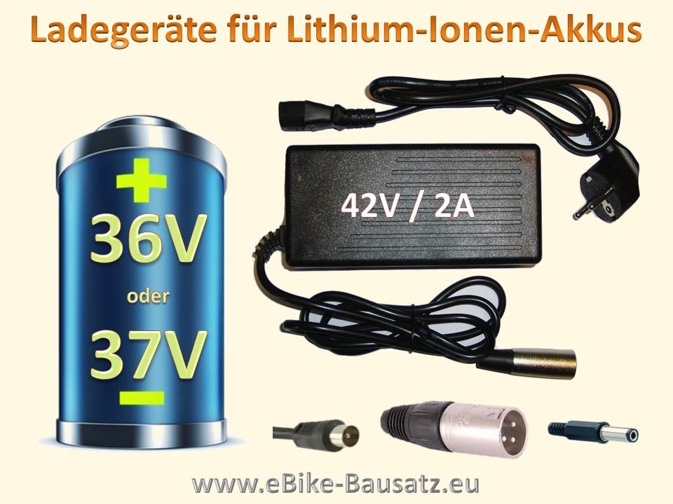 Ladegerät für Fahrradakku / E-Bike-Akku / Pedelec Lithium Ionen Akku 36V /  (Steckervariante) 3A - Original AEG Prophete 36V 5,5mm Rundstecker z.B f.  Aldi Real Obi - ebike-power