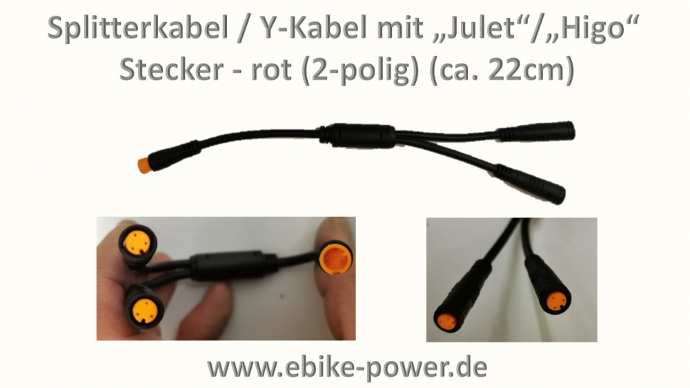 Kabel Splitter / Y-Kabel m. Julet / Higo Stecker z.B. für Bosch Magura Kunteng Bafang - E-Bike etc