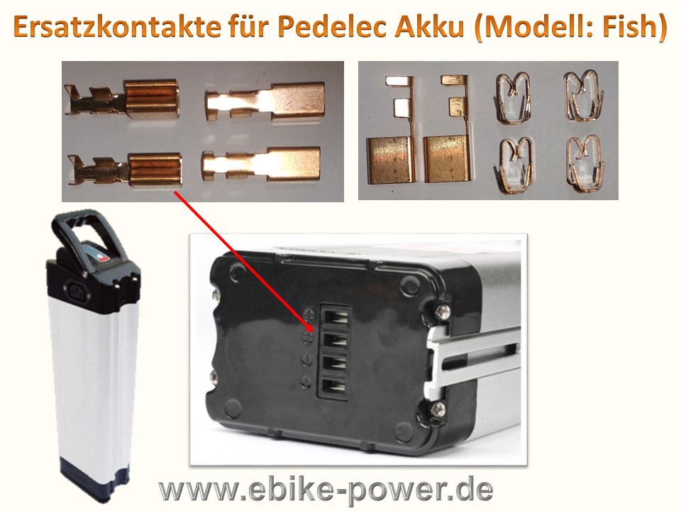 Bild 1 von Ersatzkontakte für E-Bike Akku / Kontakte für Pedelec Akku Prophete, Aldi, Real, Rex, Mifa, Samsung