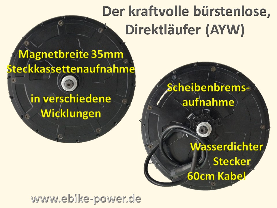 Bild 1 von HighPower Komplett E-Bike Umbausatz AYW Rikscha 250W-2800W Steckkassette, LCD8H + Akku + LG