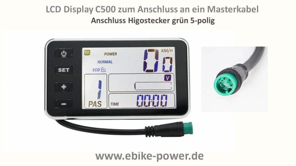 Bild 1 von LCD Display C500 – z.B. für Yose-Power System (Lishui) - mit wassergeschütztem Higo-Stecker
