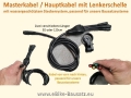 Bild 1 von Masterkabel / Hauptkabel mit Lenkerschelle (Higo wassergeschütztes Stecksystem) Kabel  / (Länge) 130cm + 5,-€ / (Befestigungsschelle) 25mm + 1,99€