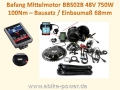 Bafang 250W Mittelmotor BBS01 / Bausatz  f.  Tretlager 68mm mit Farbbdisplay 850C / Kettenblatt 44