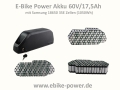 Bild 2 von Power E-Bike Akku  60V/17,5Ah 1050Wh mit Samsungzellen 18650 35E  / (Option) inkl. Ladegerät 4A, inkl.  Halterung 
