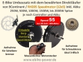 Bild 2 von 9Continent Komplett E-Bike Umbausatz Speedmotor RH205 250W-1900W Hinterrad f. Schraubk.+LCD5+Akku+LG  / (Option 1:) mit 48V/17,5Ah 840Wh Akku + 2A Ladegerät / (Option 2:) Standardcontroller 30A / (Option 3:) OHNE Kontaktbremsgriffe / (Option 4:) inkl. Daumengas (+10€)