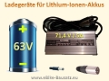 Ladegerät für Fahrradakku / E-Bike-Akku / Pedelec Lithium Ionen Akku 63V / 5A Alugehäuse-Lüfter